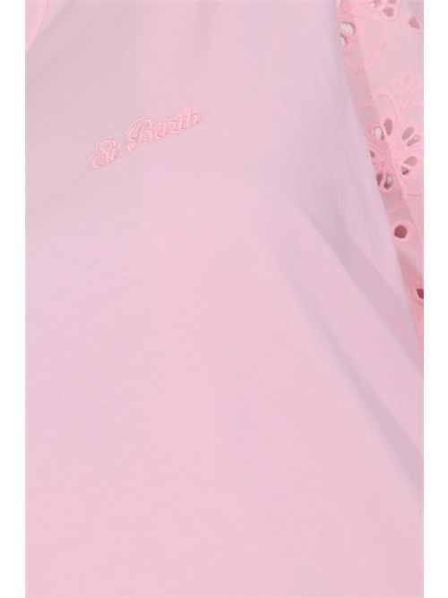 T-shirt Maisa in cotone con ricamo sangallo floreale Rosa Mc2 Saint Barth | MSA000208716L